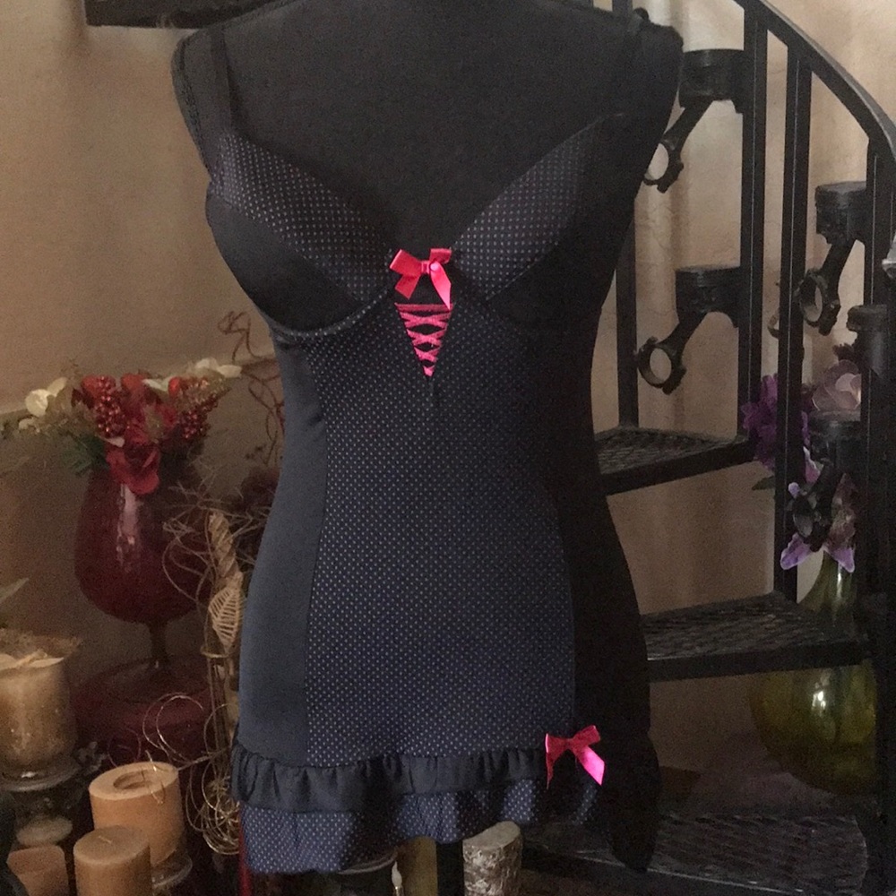 Sexy Polka Dot Ruffle Chemise Slip Lingerie Vintage Piece